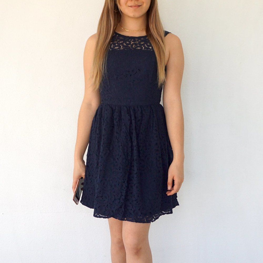 The Limited lace navy fit and flare dress